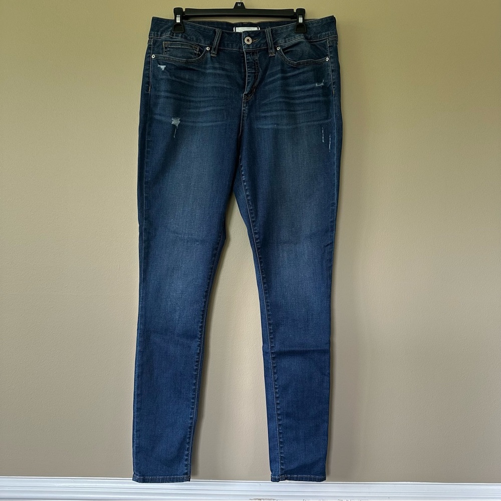 Yummie by Heather Thompson Dark Blue Distressed Denim Cigarette Jeans Size M